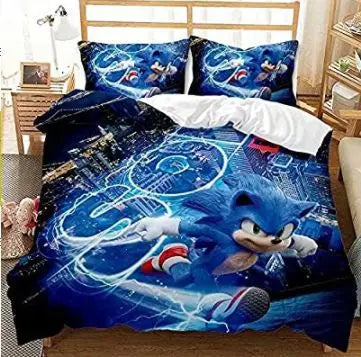 The Movie Sonics Printing Bedding Set Anime Digital Cartoon hedgehogs Duvet Cover Comforter Bed Youth Kids Girl Boys Gift