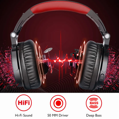 Auscultadores Gaming Sem Fios OneOdio Pro-M Bluetooth 5.2 HiFi Estéreo, 110H de Autonomia com Microfone, Graves Profundos, Dobráveis e Over-Ear