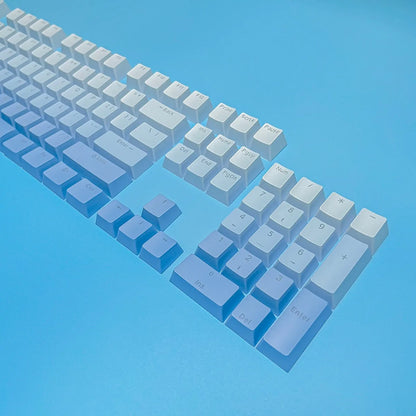 Teclas Gamer RGB retroiluminadas em degradé para teclado mecânico com switch MX, perfil OEM, PBT, branco e azul, layout ISO, teclas DIY