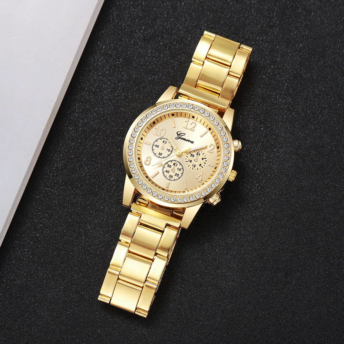 5PCS Luxury Diamond Women Watches Bracelet Set Ladies Arabic Dial Quartz Wristwatches Reloj Mujer (Without Box)