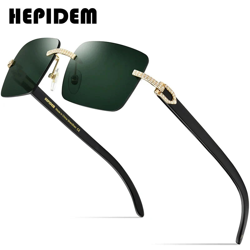 HEPIDEM Buffalo Horn Glasses Men Famous Brand Design Rimless Sunglasses Women Luxury Eyewear Horn-Rim Frameless Buffs Eyeglasses
