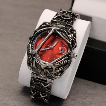 Fashion Y2K Antique Alabaster Quartz Watch Men Retro Black Strap Red Medieval Old Unique Creative Men Watches Luminous AAA Clock