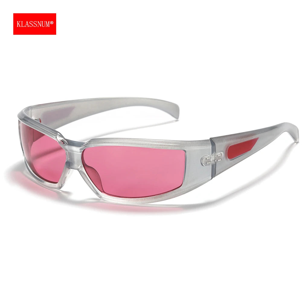 KLASSNUM Women Y2k Glasses Men 2026 Trendy New Sunglasses Future Sense Of Technology Girls Silver Pink Sunglasses UV400 Eyewear