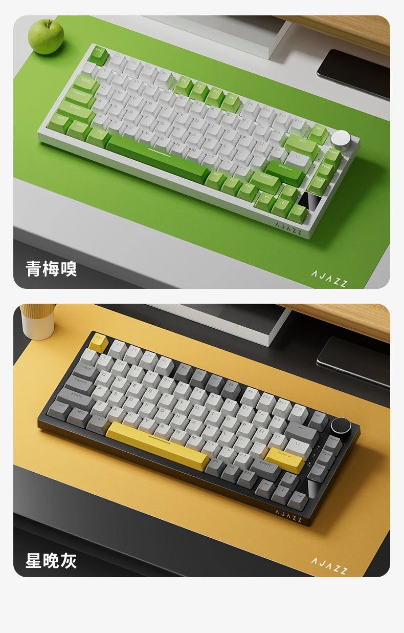 Teclado mecânico gaming AJAZZ AK820 Pro com fios e sem fios, tri-modo, retroiluminação RGB, switches hot-swappable, layout compacto 70%, PC/Mac