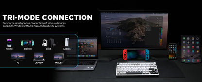 YUNZII AL80 Silver Wireless Mechanical Keyboard, Full Aluminum CNC Custom QMK/VIA Gaming Keyboard, LCD Display Hot Swap Keyboard