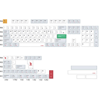 KBDiy Retro GMK Redacted Keycaps White ISO Cherry Profile PBT Keycap Alice Spacer Bar 7u For 60 Mechanical Keyboard MX Switch