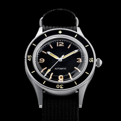 50-Fathoms Retro Black 40mm Double Domed Sapphire Automatic Miyota 8215 Movement Men Watch 20ATM Green Luminous Ceramic Bezel