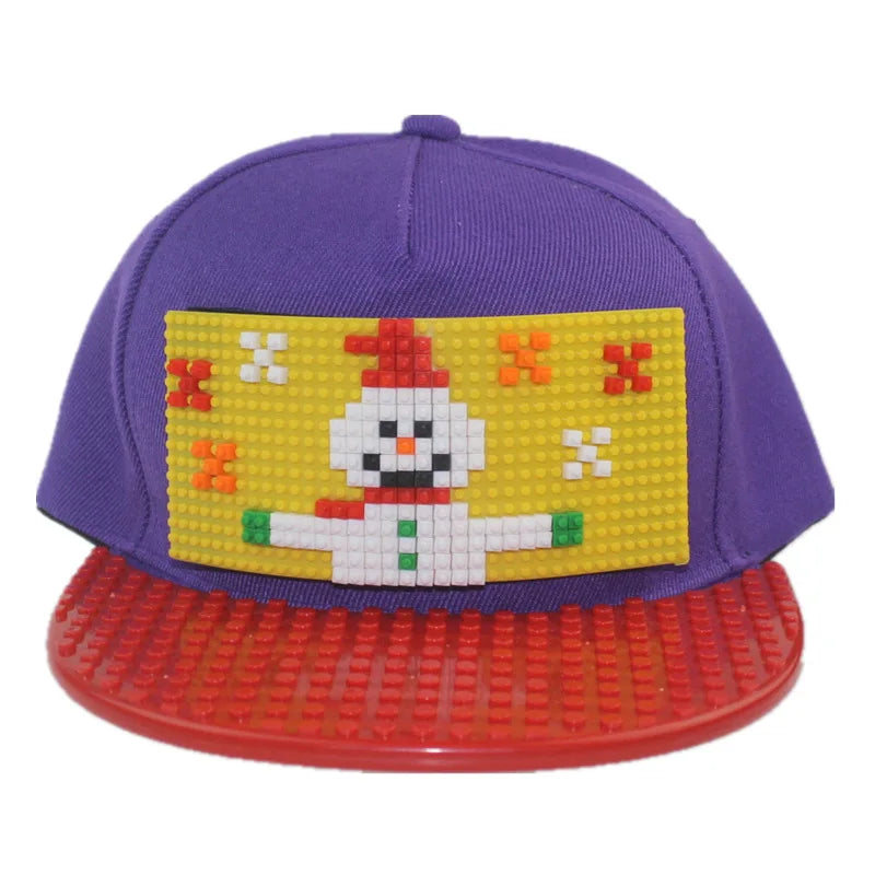 Șepci de baseball cu imprimeu cartoon patchwork, blocuri DIY, șepci snapback, șepci hip-hop pentru bărbați și femei, șepci detașabile cu pixeli, șepci „dad hats”, pentru copii și adulți