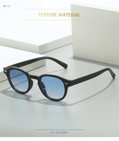 Simple Vintage Round Sunglasses Women Men 2025 Luxury Brand Design Retro Rivet Yellow Blue Lens Square Sun Glasses Female UV400