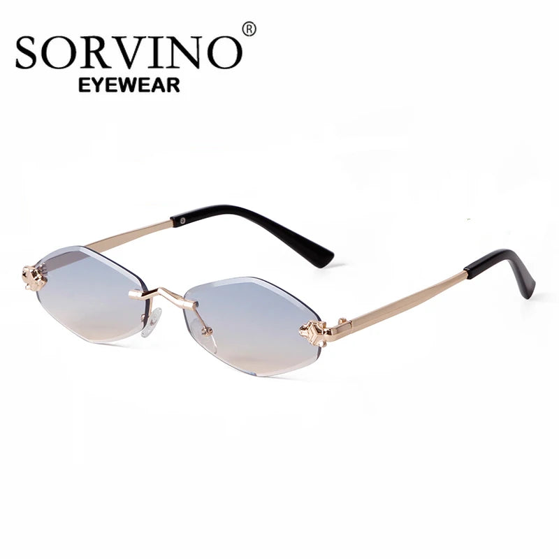 SORVINO 2024 Women Luxury Brand Designer Sunglasses New Polygonal Small Rimless Rhombus Sun Glasses Female Retro Eyewear