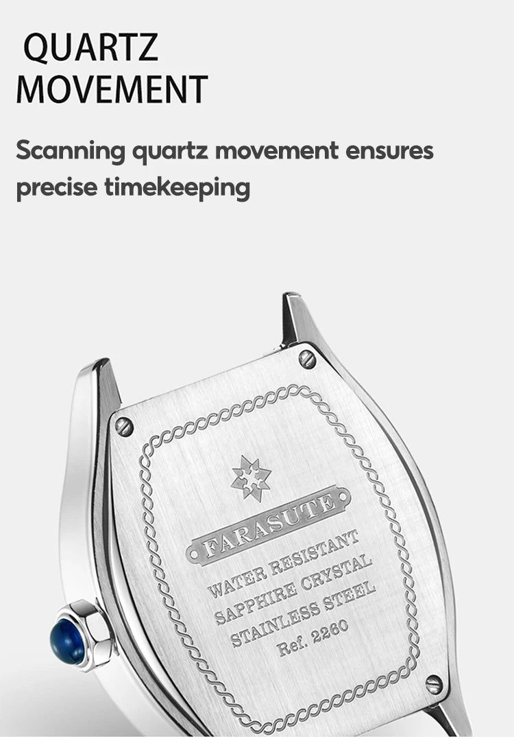 FARASUTE 2024 New 36mm Men's Quartz Watch VH64 Movement Stainless Steel Sports Fashion Sapphire Glass Waterproof Men's Watch