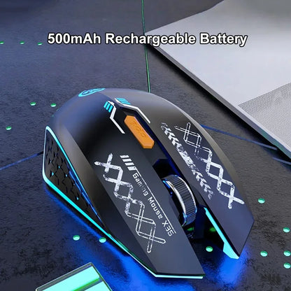 Bluetooth Wireless Mouse Dual-Mode Rechargeable RGB Mouse, Silent Bluetooth Wireless Mouse with 2.4G USB, 1600 DPI Wireless Mouse for PC, Laptop & Mac