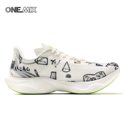 ONEMIX New Nylon Carbon Board Marathon Running Racing Shoes Shock-Absorbing Professional Stable Support Ultra-Light Rebound Sneakers