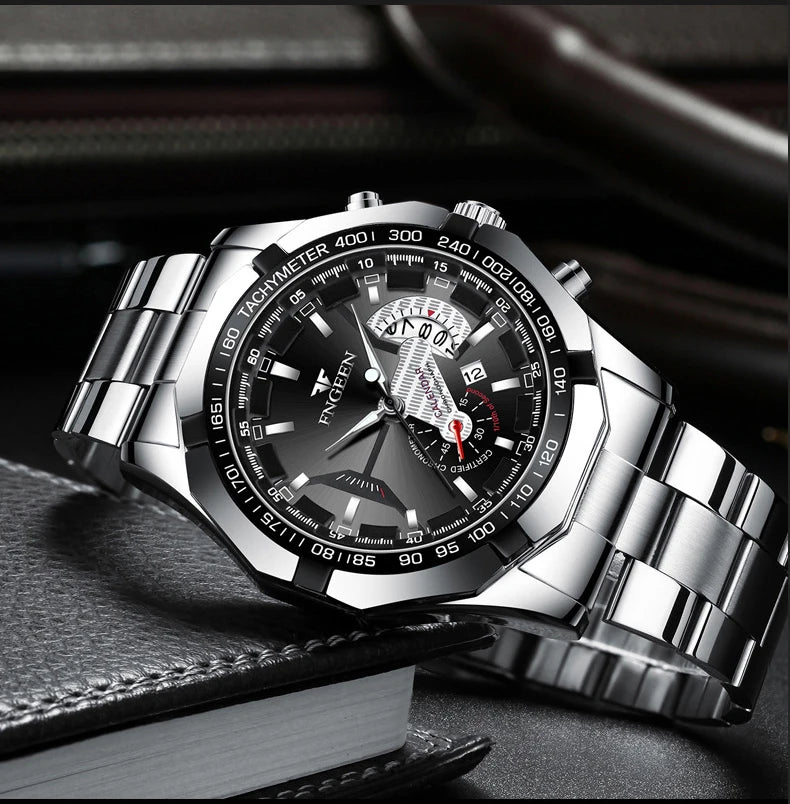 BINBOND Orginal Quartz Wristwatches For Men Luxury Luminous Waterproof Auto Date Men's Watch Stainless Steel Reloj Free Ship