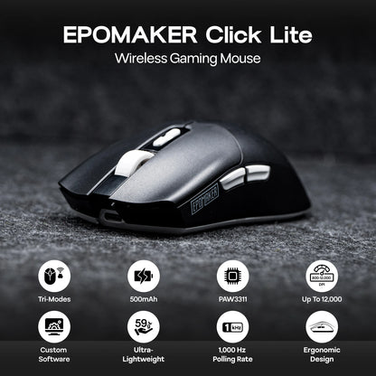 EPOMAKER Click Lite kabelgebundene/BT/2.4GHz kabellose Gaming-Maus mit PAW3311-Sensor, 800 bis 24000 DPI und 500mAh Akku für PC/Mac/Linux