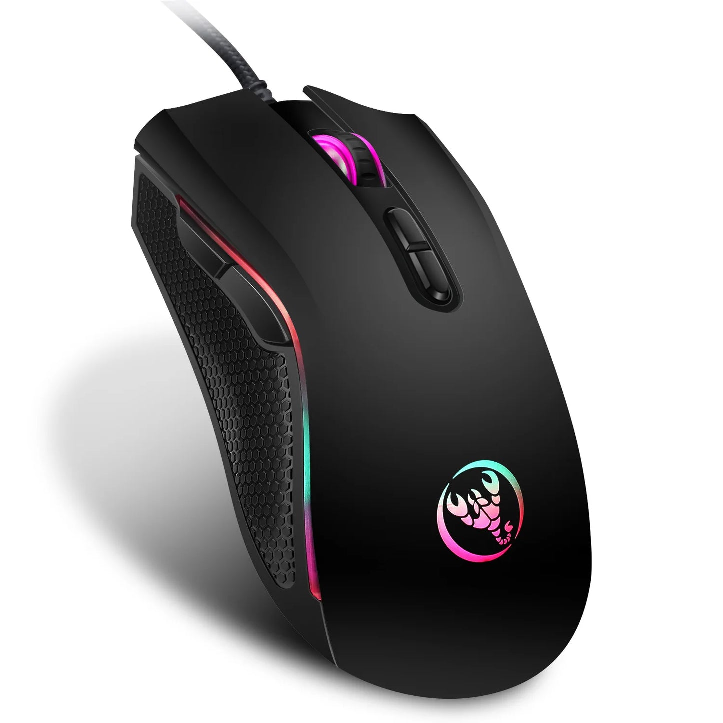 Mouse da gaming ottico professionale di fascia alta con retroilluminazione LED a 7 colori vivaci, design ergonomico e 3200 DPI per gamer LOL e CS