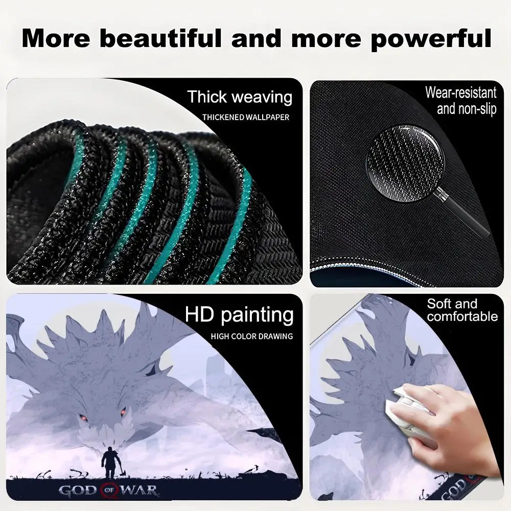 Xxl Mouse Pad God of War Desk Mat Gaming Accessories Keyboard Computer Mousepad Gamer Large Pc Cabinet Office Table Carpet Rug