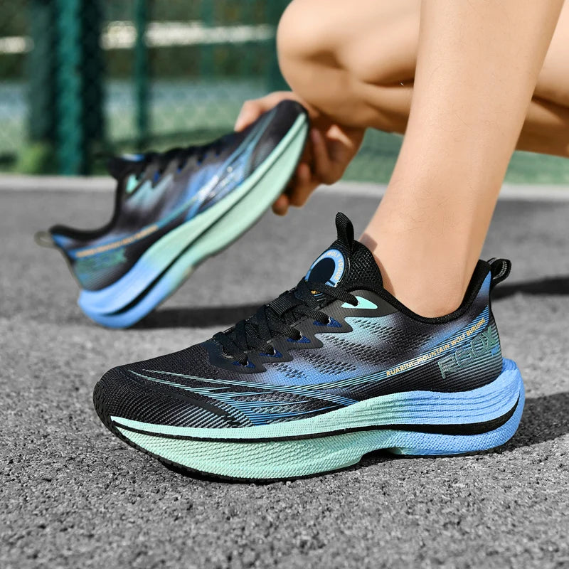 Löparskor för män i mesh, andningsbara, snörningsbara, bekväma, maraton-, sport- och fritidsskor, tennis-skor, stora storlekar, trendiga sneakers för män