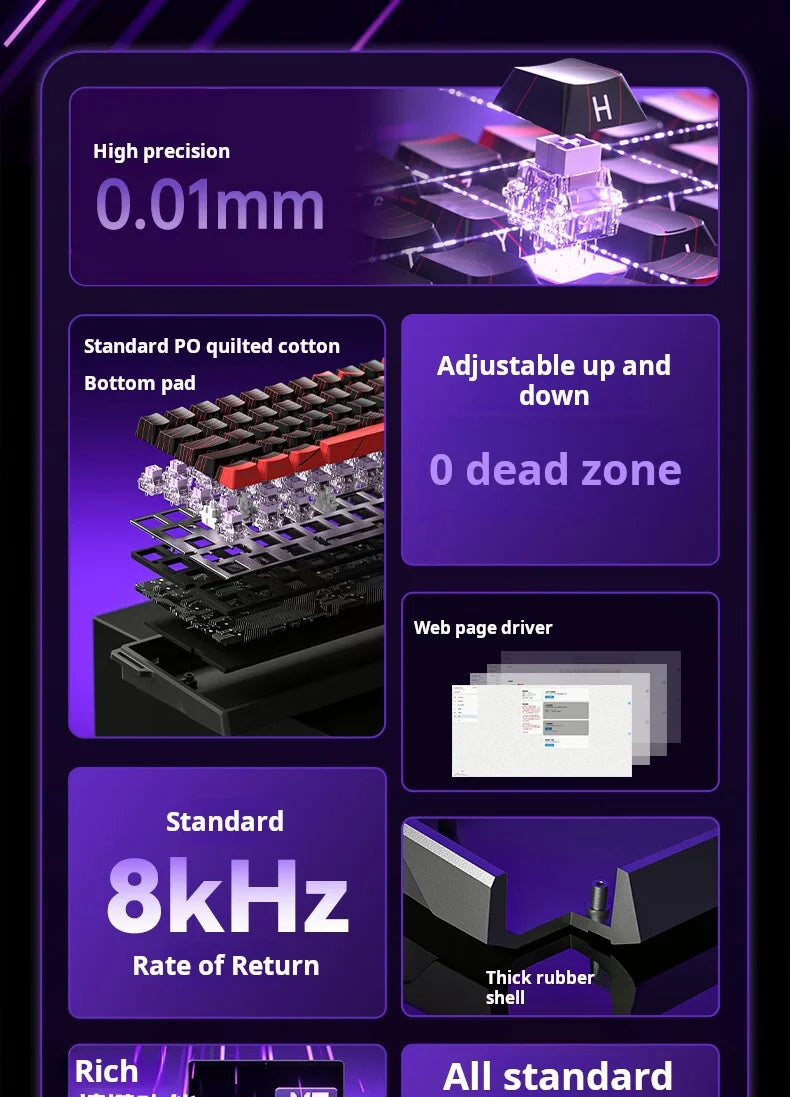 Teclado AULA WIN 68 HE de eixo magnético RT, teclado mecânico gaming com fios, taxa de polling 8K, teclas totalmente hot-swappable