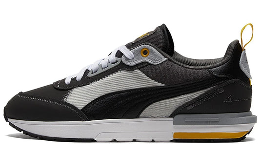 Chaussures de sport basses Puma R22, en tissu et cuir synthétique, double couche de cuir de vache, confortables, style lifestyle, noir et gris, 383834-02