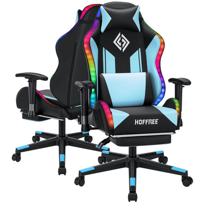 LED Gaming Chair for Children 8-15 Years, Adjustable Gamer Chair with LED Lighting, Footrest & Lumbar Support, Ergonomic PC Chai