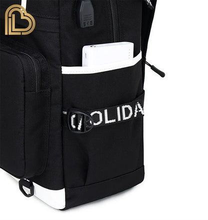 Yule Trooper F-Fortnited Battle Royale Backpack with USB Charging Anime Figures Study Stationery Compartment Students Mochila