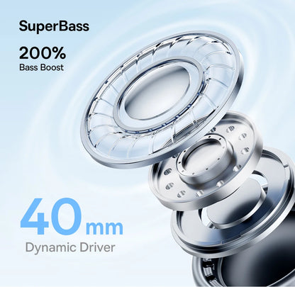 Auscultadores Over-Ear Sem Fios Bluetooth 5.3 Baseus – Driver HiFi de 40mm, Headset Dobrável com 70H de Autonomia e Áudio Espacial