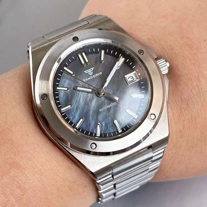 Tandorio 200M Diving 40mm Black White Shell Dial Lume NH35Automatic Men Watch Sapphire Glass Stainless Steel Bracelet 2025