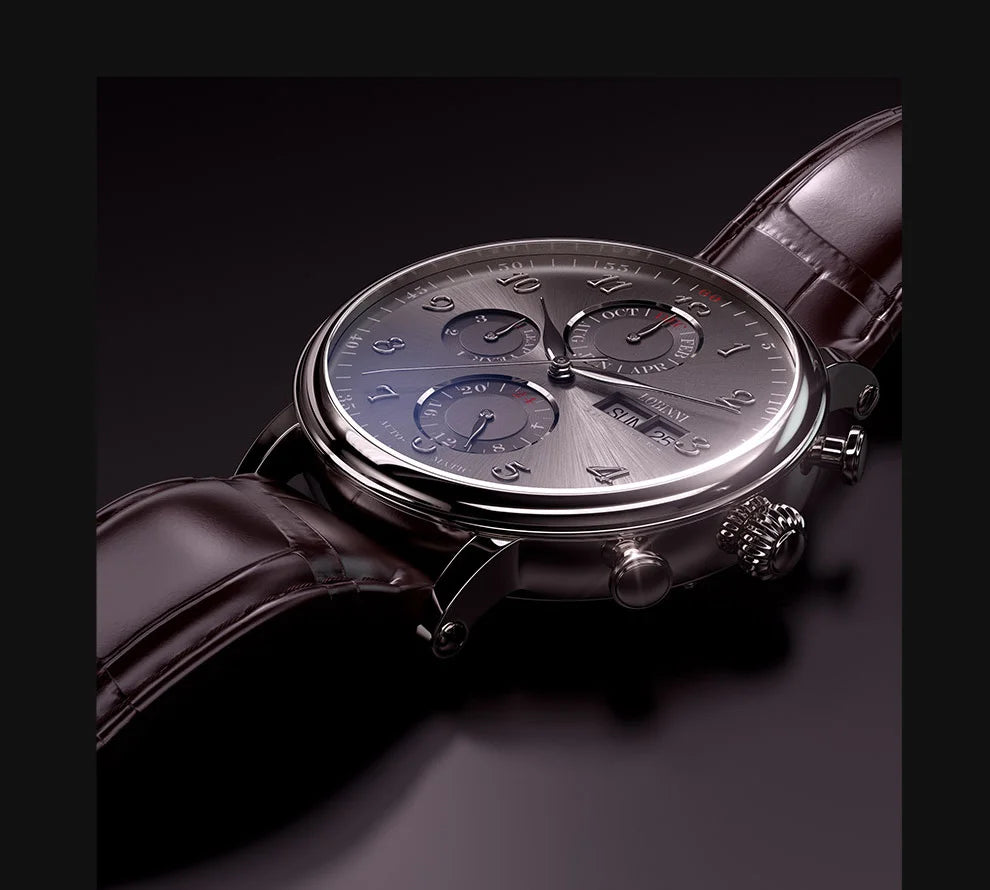 Luxury Brand Switzerland LOBINNI Ewiger Kalender Automatische mechanische Herrenuhr Saphirglas Multifunktionsuhr L13019-8