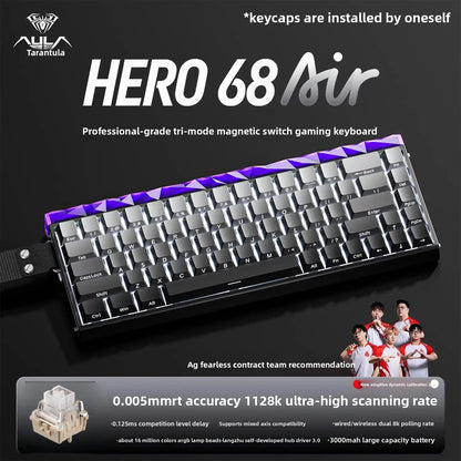 New AULA HERO68 Air 3-mode Magnetic Switch Gaming Mechanical Keyboard E-sport Custom Wired Keyboard Ergonomics Accessories