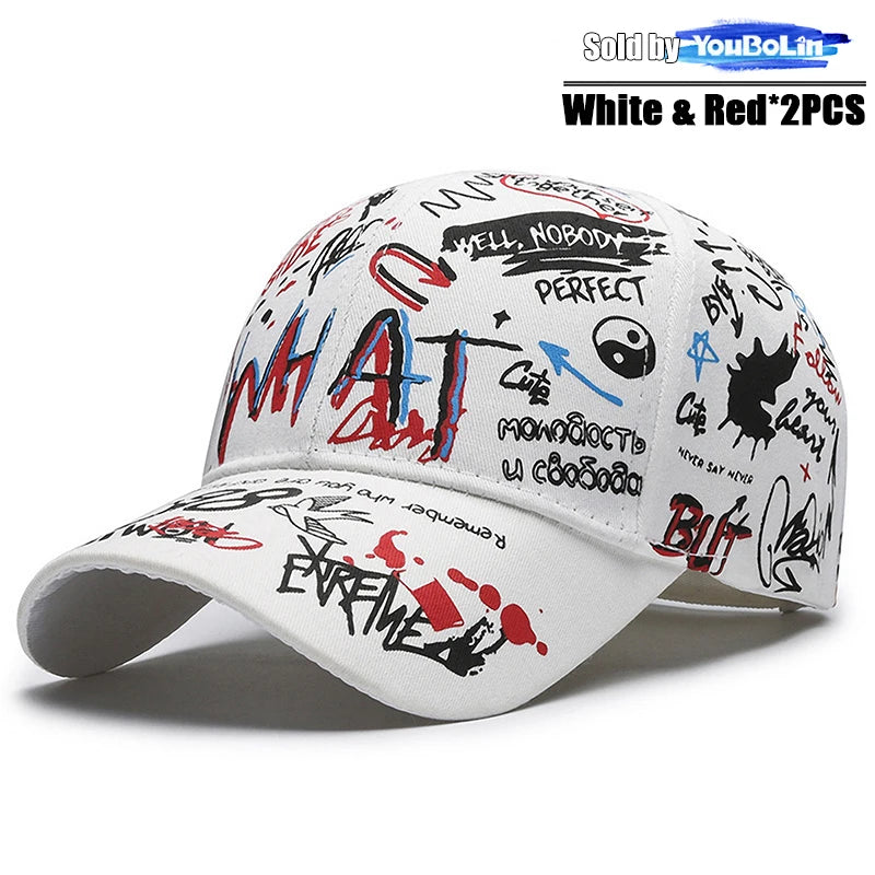 Graffiti Baseball Cap for Men Women – Cotton Adjustable Hat Street Style Snapback