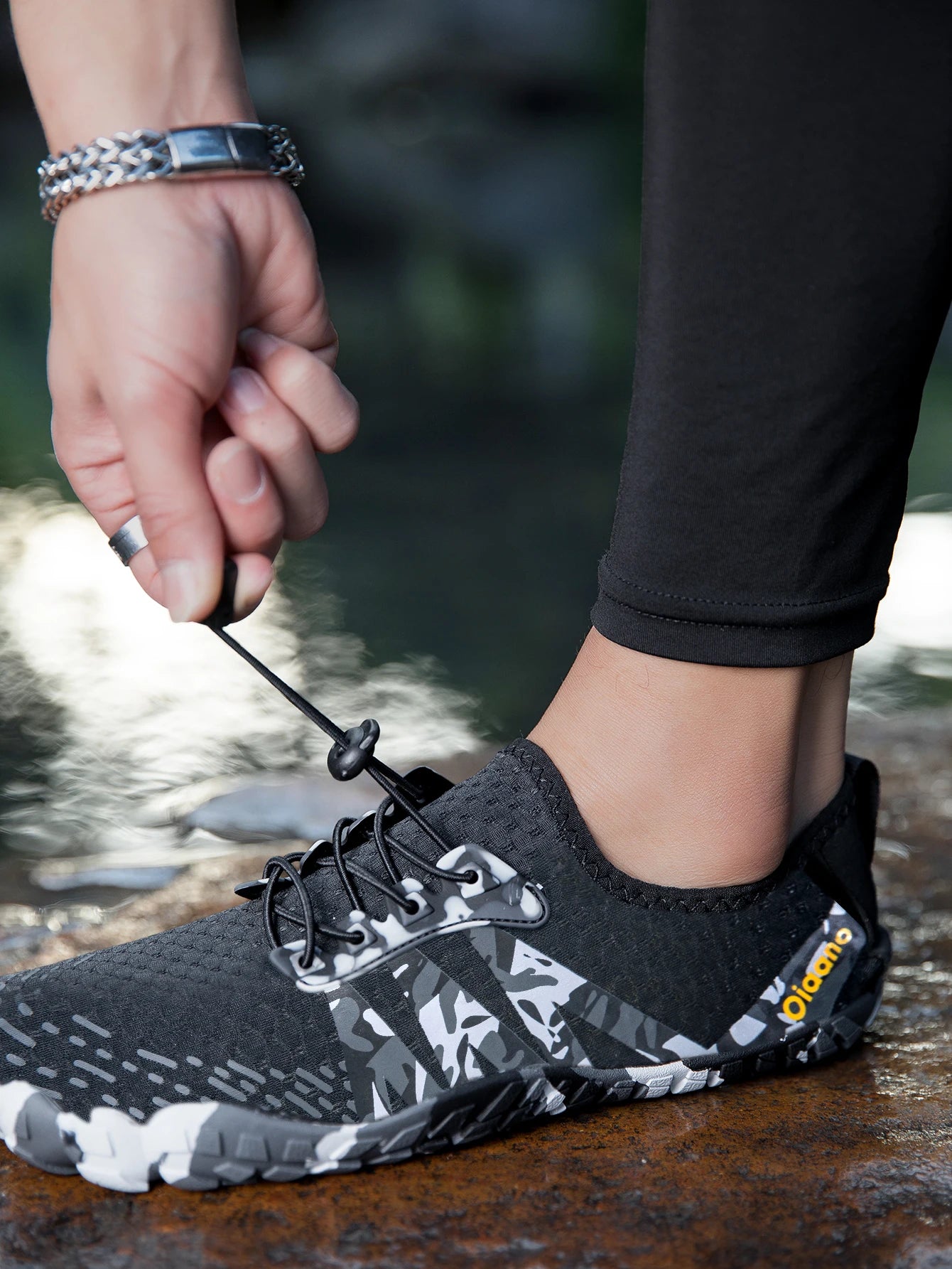 Oiaano wide toe man barefoot black shoes, woman sports sneaker unisex water booties, male aqua beach soft sole light breathable