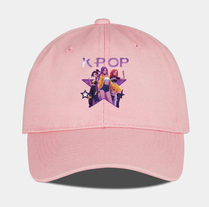 K-POP Cartoon Girl Group Star Print Soft-Peak Baseball Cap - Unisex Casual Retro Adjustable Dad Cap - Y2K Sun Hat