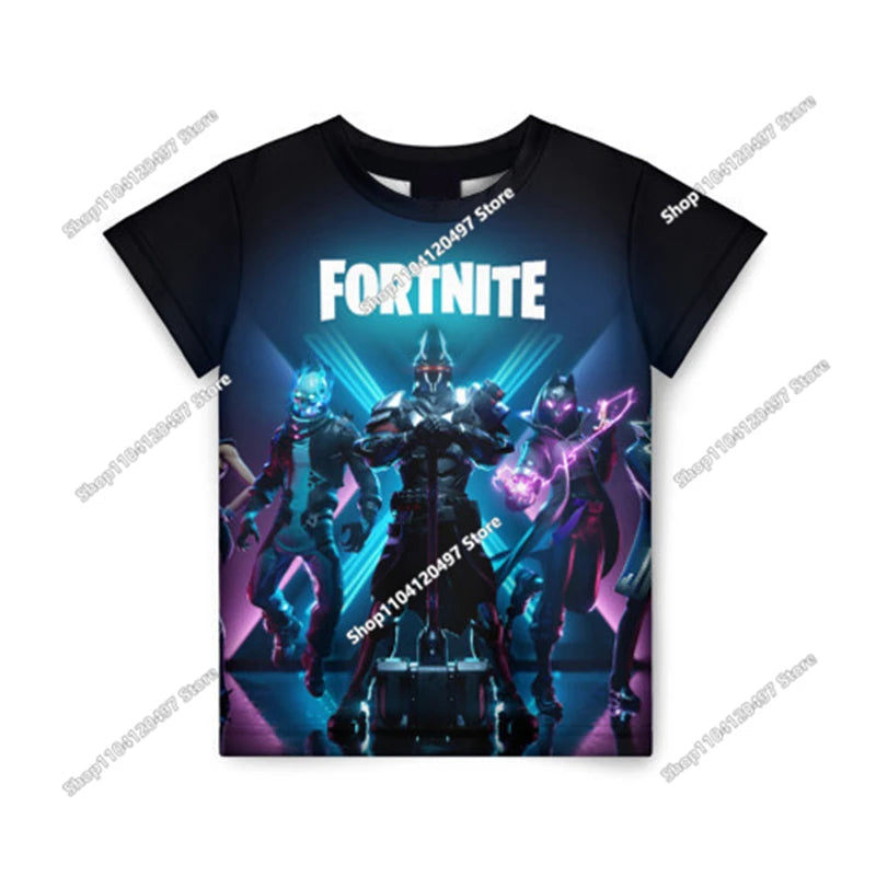 Anime Fortnite T-Shirts Girl Clothing T Shirt Boys White Cartoon Tees Baby Summer Shirts Cute Printed Tops Costume