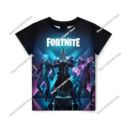 Anime Fortnite T-Shirts Girl Clothing T Shirt Boys White Cartoon Tees Baby Summer Shirts Cute Printed Tops Costume