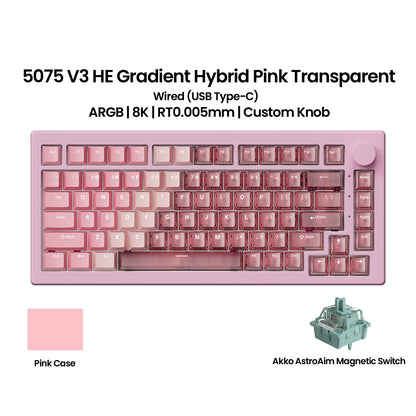 Teclado Magnético Akko 5075 V3 HE 75% — Teclado Mecânico Gaming Personalizado, Rapid Trigger 0.005mm, Taxa de Polling 8K, ARGB
