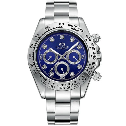 Automatic Mens Watch Mechanical Self Wind Movement Gold Black Stainless Steel Diamonds Stone Sports Luxury Fashion Watches