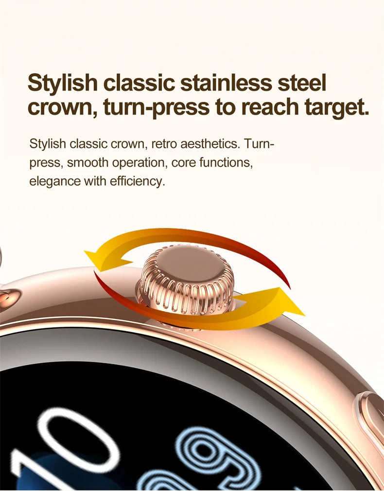 New 1.32inch Smart Watch For Women Health ECG Health Lady Watches Full Touch Screen Call Custom Dial Diamond Strap Smartwatch