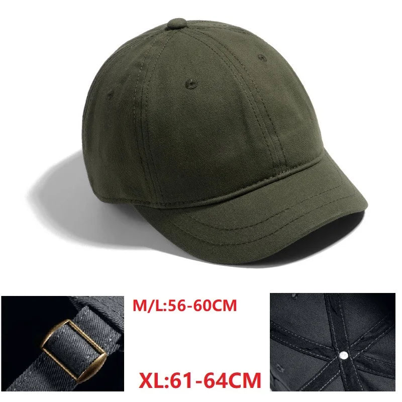 Nagy fejméretű, hátul zárt, 5 cm-es rövid karimájú baseball sapka férfiaknak, hálós, testre szabott sapkák, rugalmas, teljesen zárt sapkák, 56–60 cm, 61–65 cm