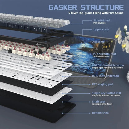 ATTACK SHARK X87 Wireless Mechanical Gaming Keyboard Tri-Mode BT5.0/2.4G/USB-C Gasket Hot Swappable Custom Keyboard Pre-lube