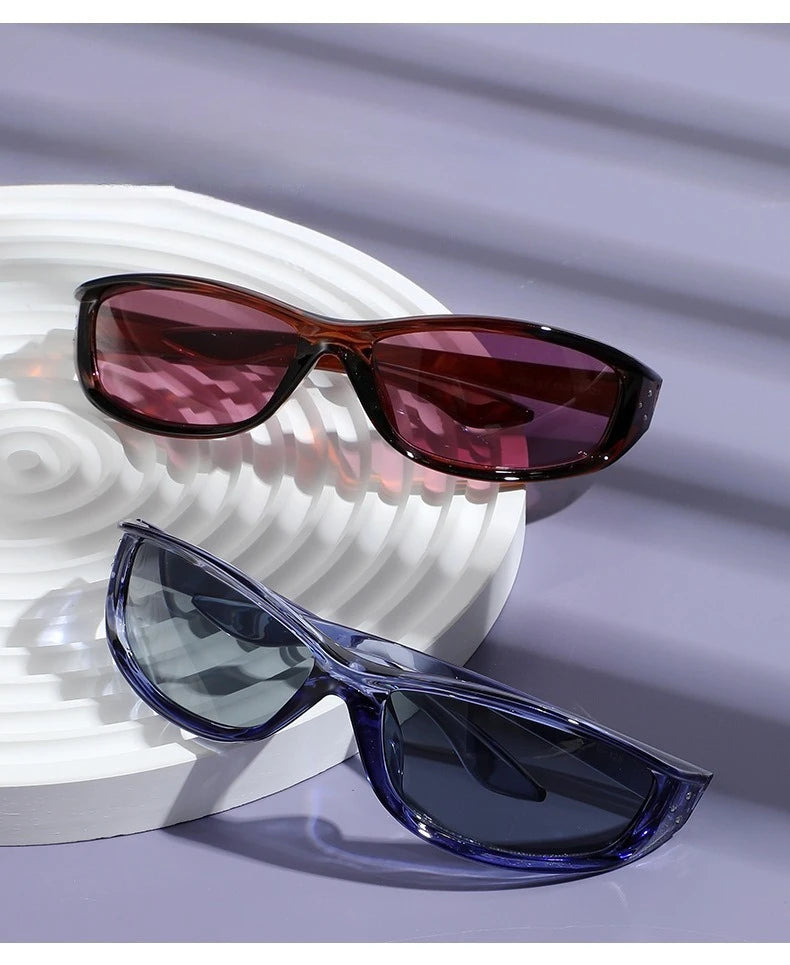 Rivets Y2K Sports Punk Sunglasses Women Designer Rectangle Goggle Men Luxury Sun Glasses UV400 Driving Cycling Fashion Eyewear