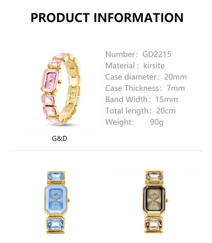 Ladies Wrist Watch Small Golden Square Quartz For Women Bracelet Watches Top Brand Luxury Diamond Fashion Women's Watch 2024
