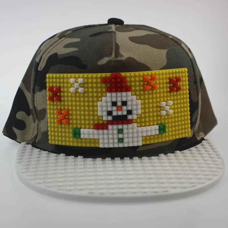 Șepci de baseball cu imprimeu cartoon patchwork, blocuri DIY, șepci snapback, șepci hip-hop pentru bărbați și femei, șepci detașabile cu pixeli, șepci „dad hats”, pentru copii și adulți
