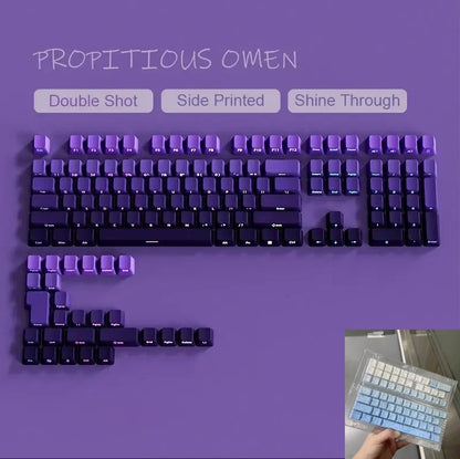 Novas Keycaps para Teclado Mecânico Gaming 60/64/84/98/108 com Switch MX, 135 Teclas OEM PBT, Gravação Lateral, Gradiente Vermelho e Preto