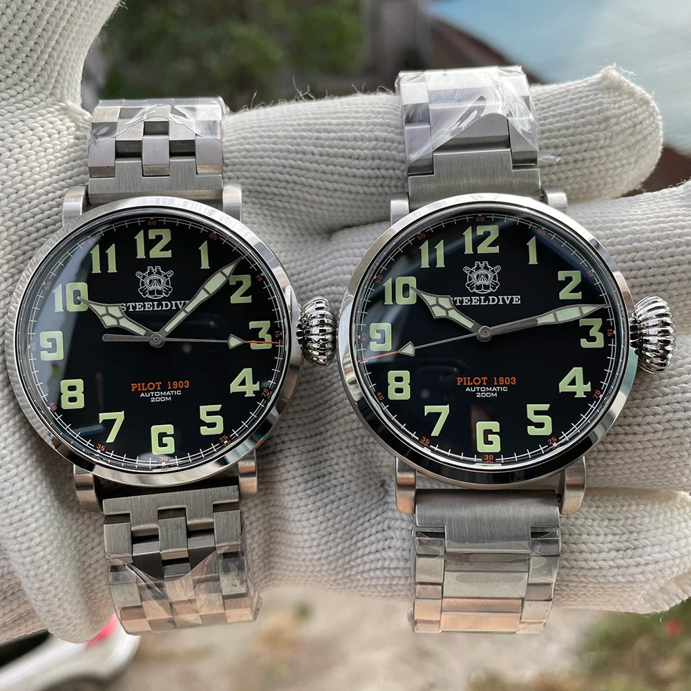 STEELDIVE SD1903 Big 46.5mm Steel Case C3 Luminous 200M Waterproof Sapphire Glass with AR Coating NH35 Mechanical Men Watches