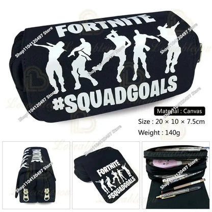 Victory Royale Student Boys Girls Fortnited Capacity Stationery PencilCase Peely Llama Hero Children's Pen Box Kids Teen Bags