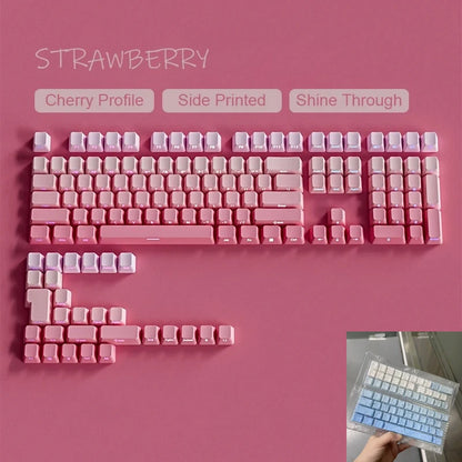 Novas Keycaps para Teclado Mecânico Gaming 60/64/84/98/108 com Switch MX, 135 Teclas OEM PBT, Gravação Lateral, Gradiente Vermelho e Preto
