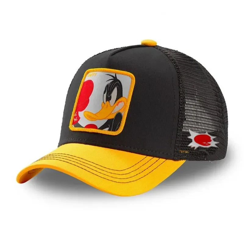 Unisex Anime Cartoon Cap Embroidered Patch Draw Baseball Cap Male Female Trucker Hat Mesh Hats Sun Hat