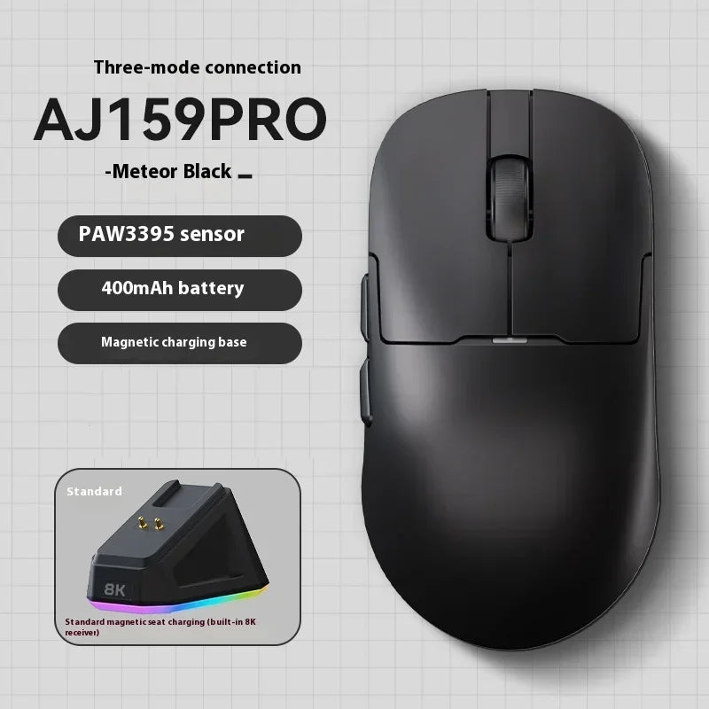AJAZZ AJ159 APEX Wireless Gaming Mouse, Tri-Mode 8K Gaming Mouse with PAW3950 Sensor, Ultra-Lightweight Low Latency Rechargeable Gaming Mouse with Charging Dock