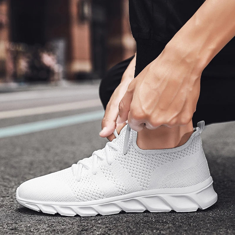 Mens Running Shoes Soft Soles Wear-resistant Breathable Sports Shoes Mesh Outdoor Fashion Big Size Tennis Shoes for Men
